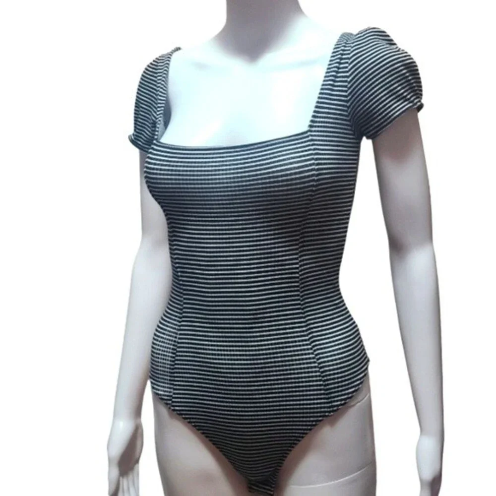 Urban Outfitters Out from Under Striped Square Neckline Bodysuit - Picture 2 of 8